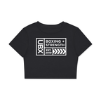 UBX Baseline Crop Top Dark Print Lucent White — front view flat lay