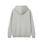 UBX Baseline Fleece Hoodie Dark Print Flour Gray — back view flat lay