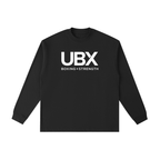 UBX Classic Crewneck Sweater Black — front view flat lay large UBX Boxing+Strength print