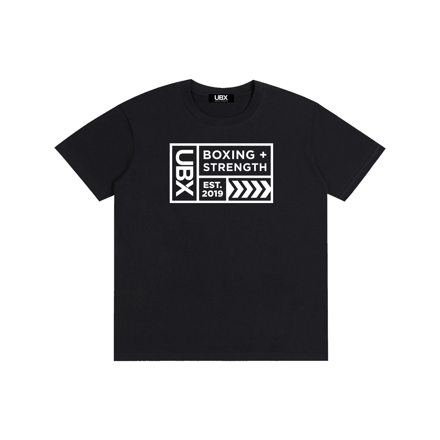 UBX Baseline Cotton T-Shirt Light Print Classic Black — front view flat lay