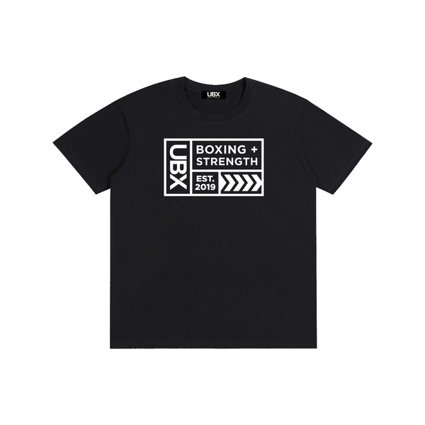 UBX Baseline Cotton T-Shirt Light Print Classic Black — front view flat lay