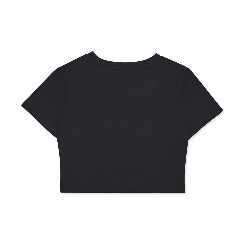 UBX Baseline Crop Top Dark Print Lucent White — back view flat lay