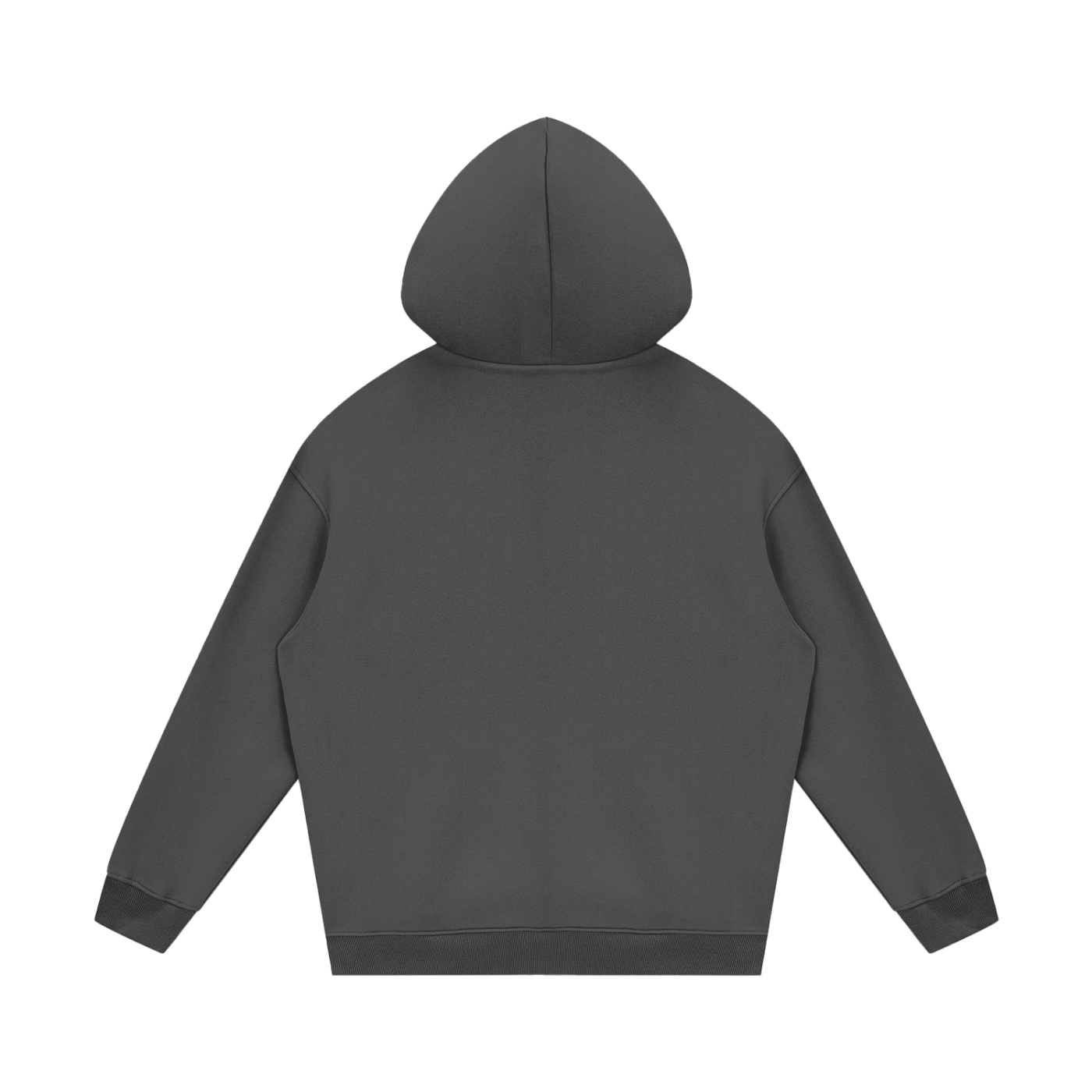 UBX Baseline Fleece Hoodie Light Print Dark Gray — back view flat lay