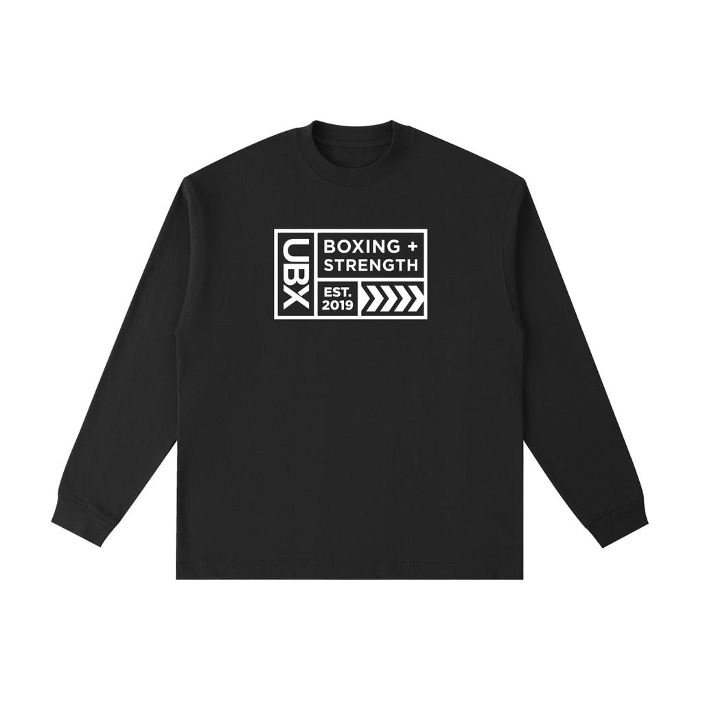UBX Baseline Long Sleeve T-Shirt Light Print Black — front view flat lay