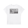 UBX Baseline Women's Bodycon T-Shirt Dark Print White — front view flat lay