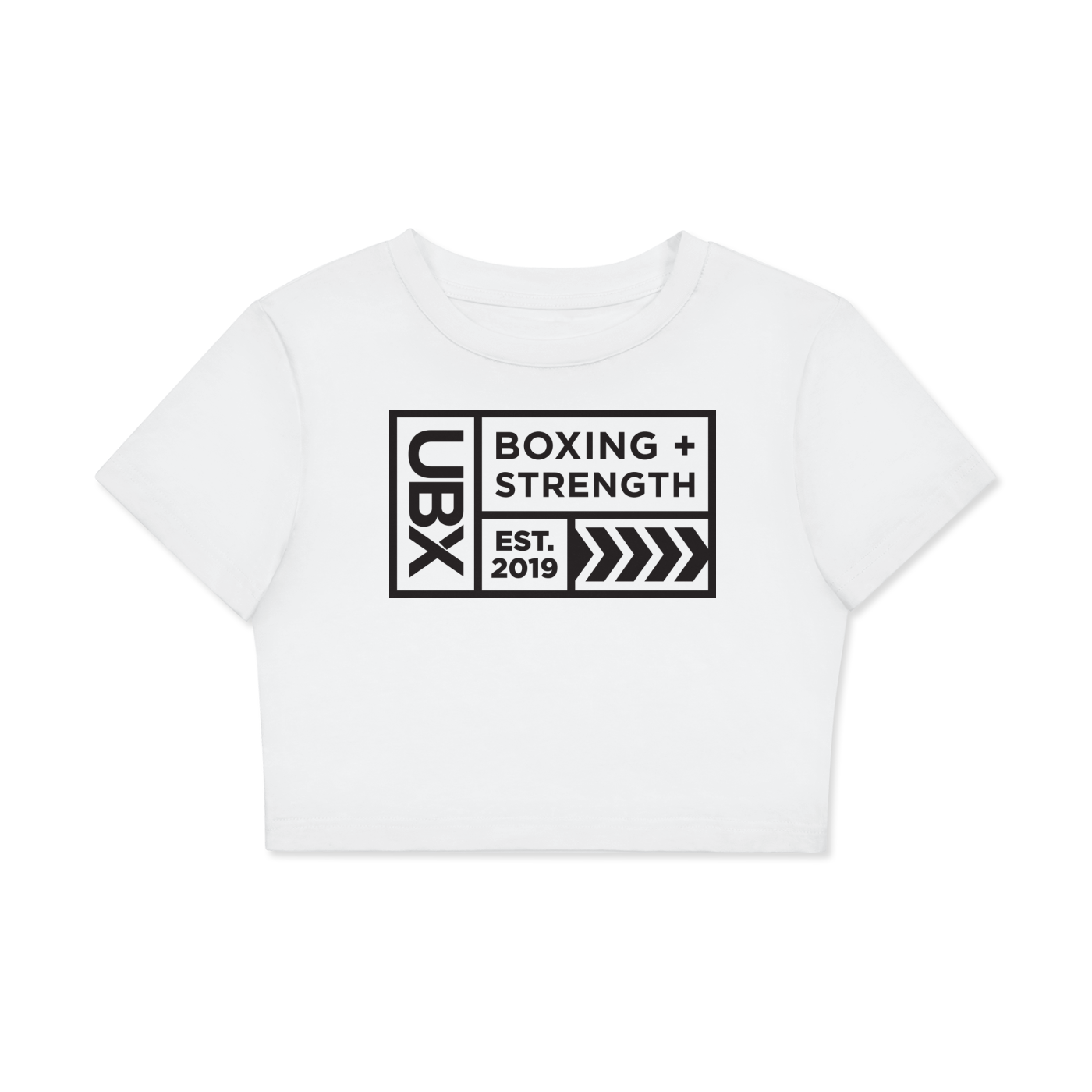 UBX Baseline Crop Top Light Print Black Beauty — front view flat lay
