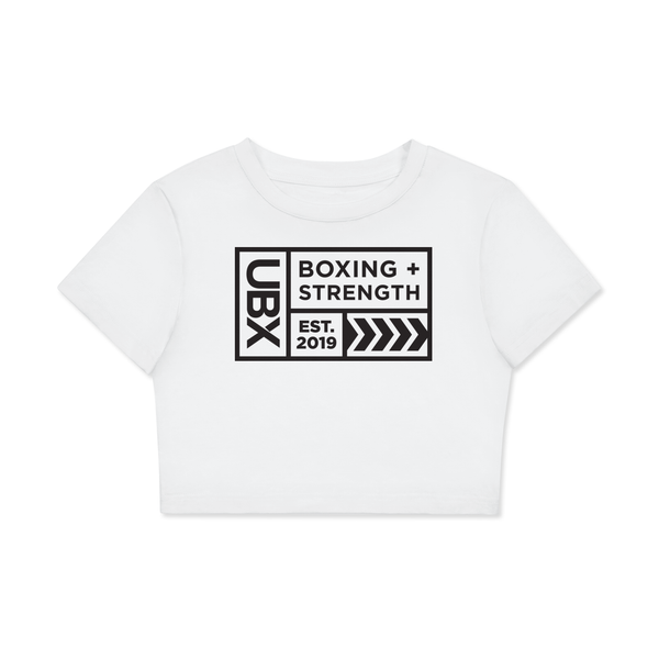 UBX Baseline Crop Top Light Print Black Beauty — front view flat lay