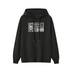 UBX Baseline Fleece Hoodie Light Print Black — front view flat lay
