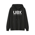 UBX Classic Pullover Hoodie Black — front view flat lay UBX Boxing+Strength print
