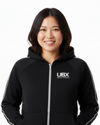 UBX Baseline Zip Hoodie Black — worn front view female model