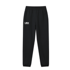 UBX Classic Joggers Black — front view flat lay UBX text on left thigh