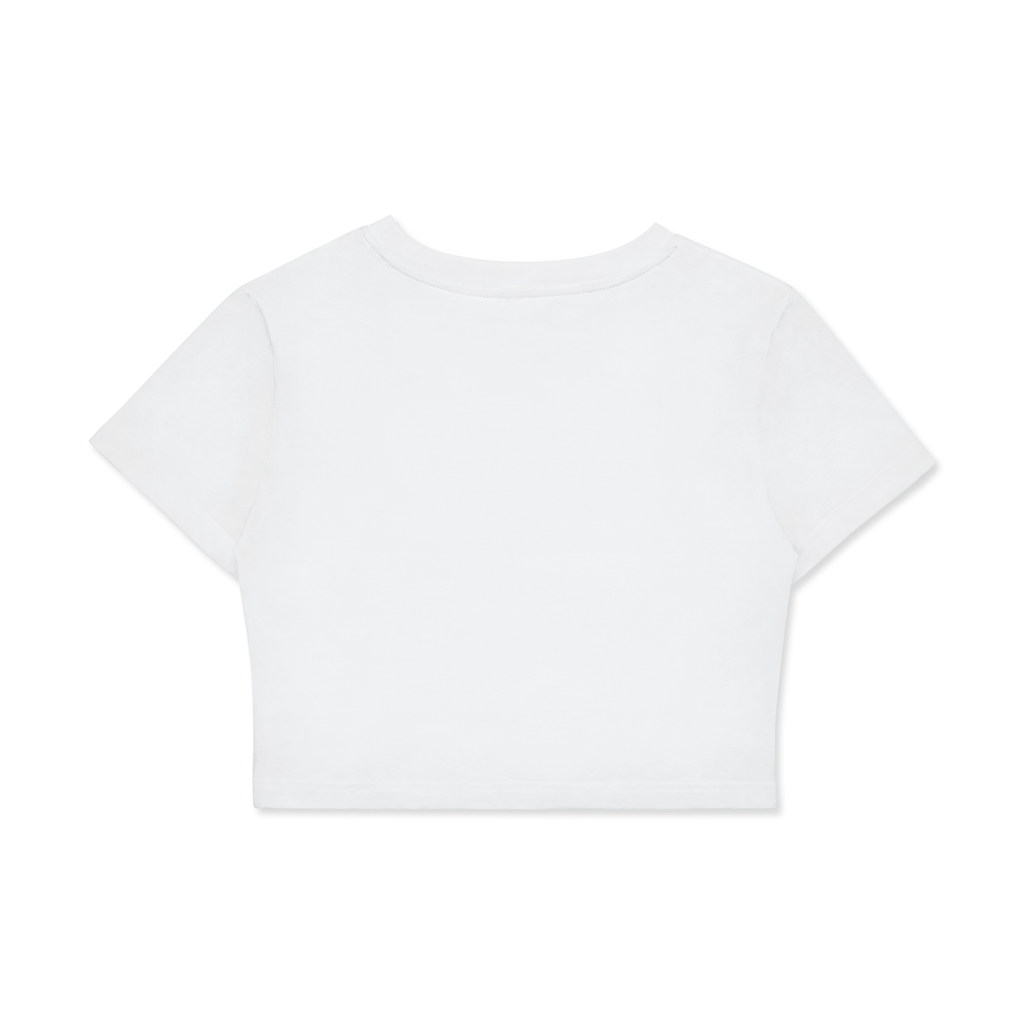 UBX Baseline Crop Top Light Print Black Beauty — back view flat lay