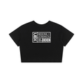 UBX Baseline Baby Tee Light Print Black — front view flat lay cropped length